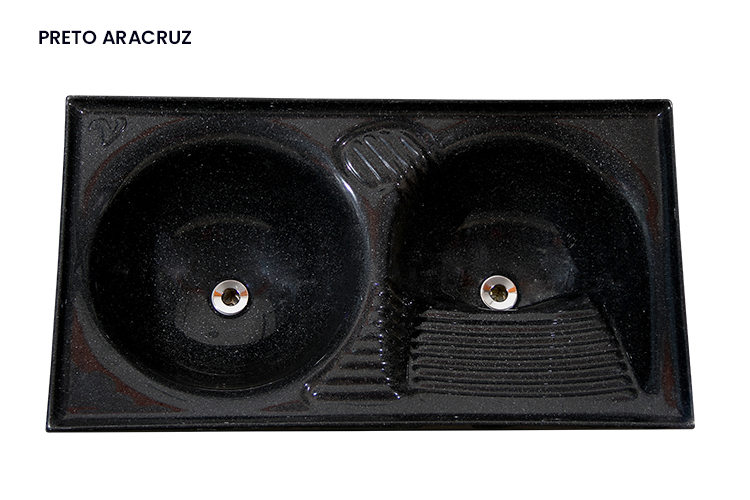 TANQUE FIBRA 2 BOJOS 1,20MX60CM PRETO