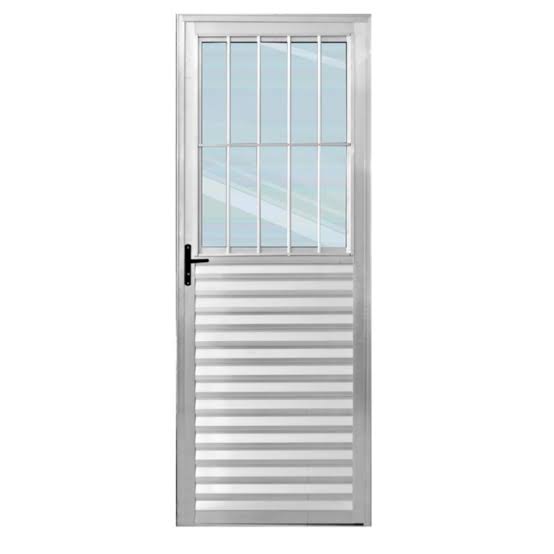 PORTA ALUMINIO 80 CM C/ GRADE VIDRO E POSTIGO EXTRA