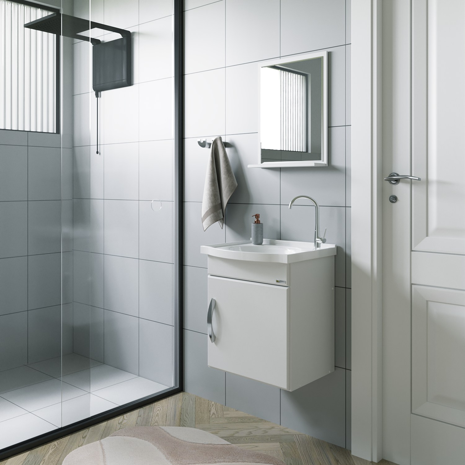 CONJ. BANH. SIENA 1 PORTA (BRANCO) E ESP. RORATO 39CM